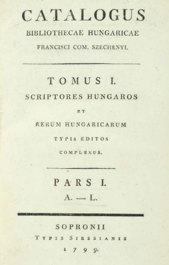 Catalogus Bibliothecae Hungaricae